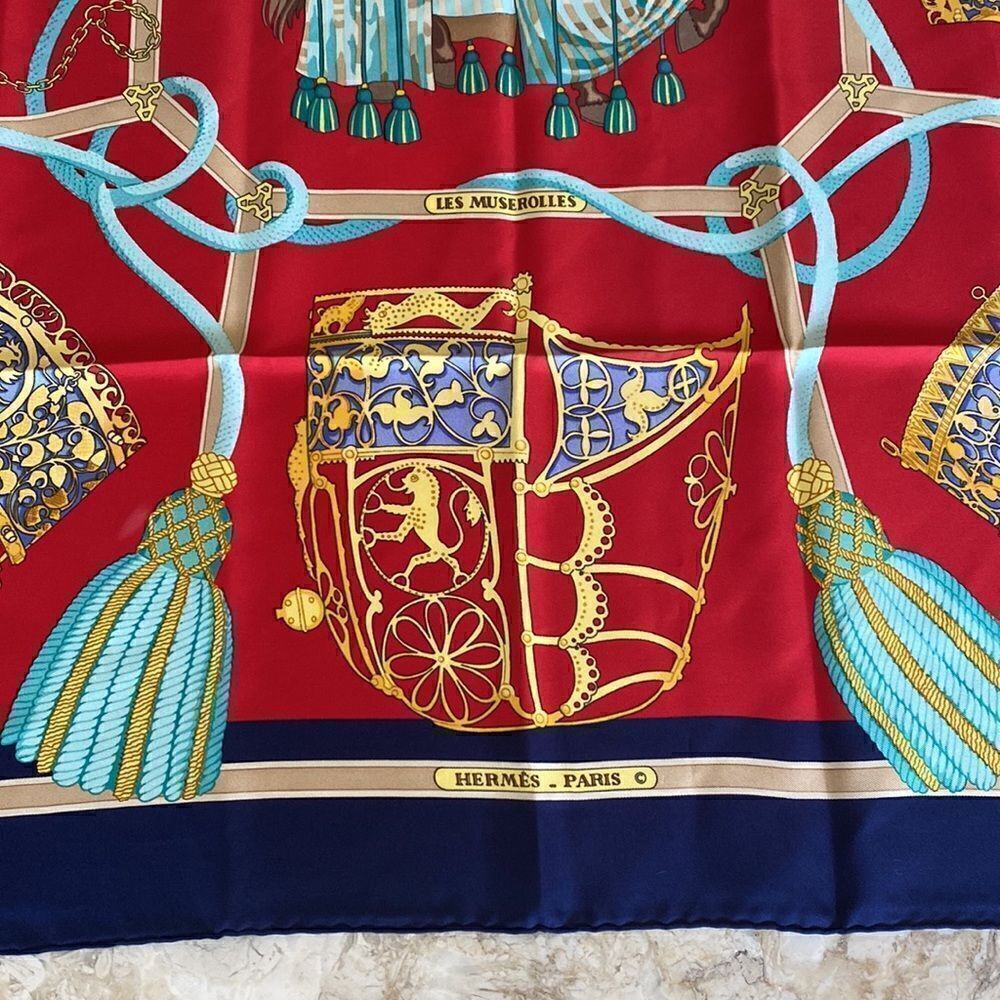 Authentic Les Muserolles HERMÈS© Carre Large Silk Scarf - Picture 11 of 16